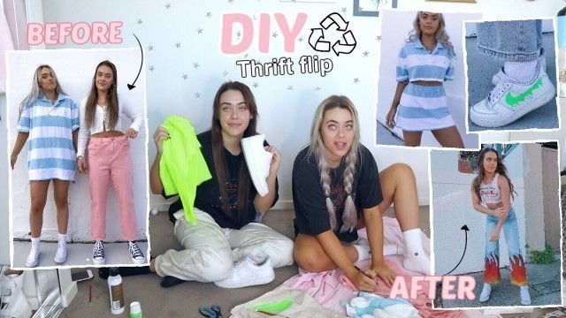 'WE DIY\'D THRIFTED CLOTHES! Thrift Flip and Upcycling!  (Trendy/Affordable) | Mescia Twins'