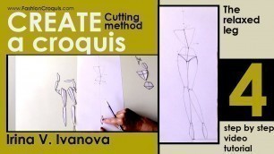 '4 fashion croquis cutting method outline relaxed leg'
