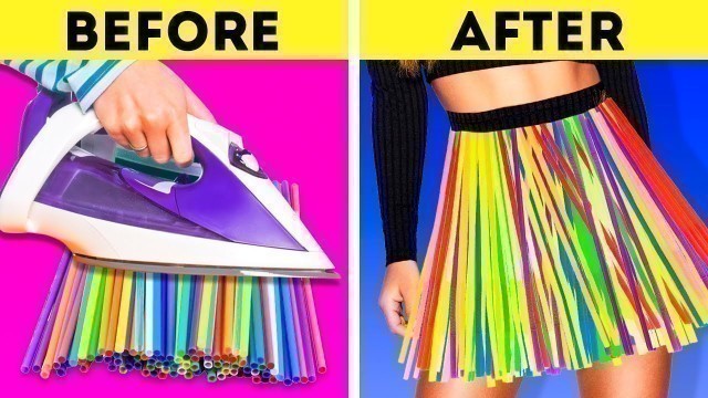 'DIY RECYCLING PROJECTS || COLORFUL STRAW, PLASTIC AND CLOTHES HACKS'