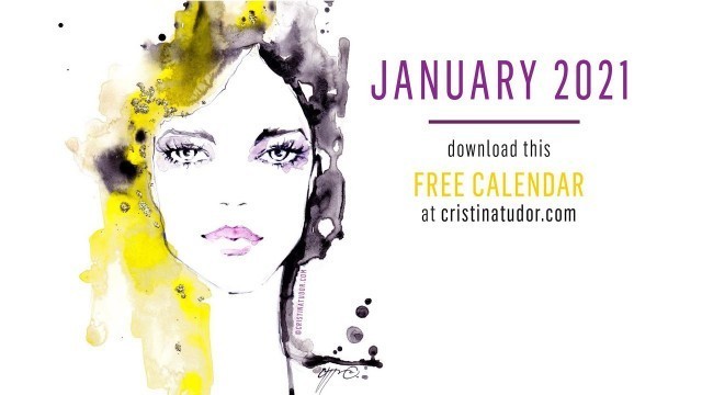 'Free Fashion Illustration Calendar January 2021 Hope Girl Watercolor Live Painting'