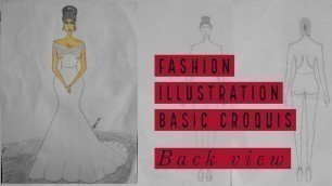 'How to sketch a fashion croquis (Back view)| Fashion illustration'
