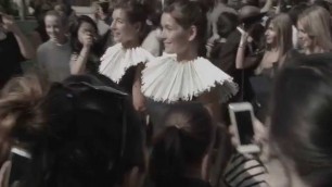 'EditionPoshette twins arrive at Chanel & valentino shows Paris 2014'