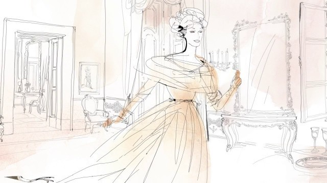'Donna e Palazzo italiano, Watercolor fashion animation'