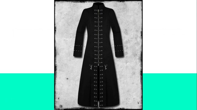 'Men black hellraiser goth punk pin head vampire jacket Trench coat handmade'