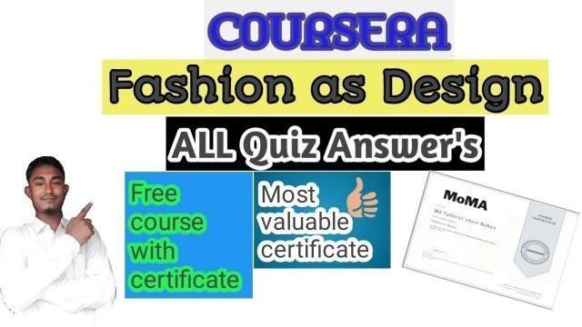 'Fashion as Design Coursera Quiz Answers|| Fashion as Design Course Answer Of Coursera'