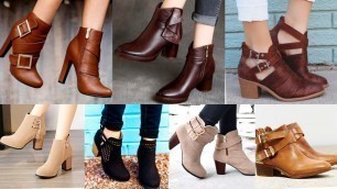 'Women\'s Fashion Pointy Toe Chelsea Zipper Buckles Block High Heel Ankle Boots'