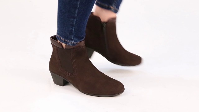 'Gabor Sound 2 Mocca Brown Nubuck Womens Zip Leather Top Chelsea Boots'