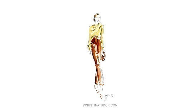 'Live Watercolor Fashion Illustration Painting of Leonie Hanne Fall Outfit'