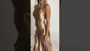 'Portia & Scarlett Chantel - Gold super sexy prom dress'