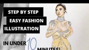 'FASHION ILLUSTRATION tutorial: Kendall Jenner using PRO MARKERS'