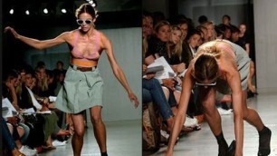'Sexy Hot Models  slip in Fashion Show'
