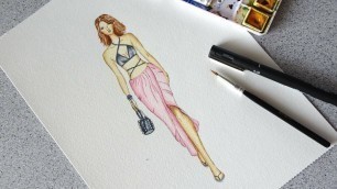 'Watercolor Fashion Illustration of Kendall Jenner (February Challenge)'