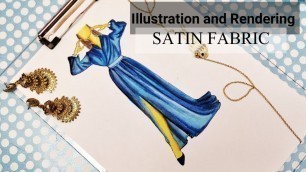 'Illustration and Rendering of SATIN FABRIC || Fashion Illustration ||'