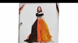 'How to draw flowy dress illustration | watercolor | fashion illustration'