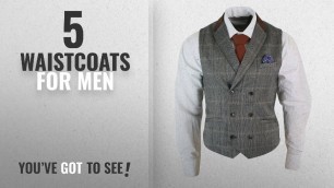 'Top 10 Waistcoats For Men [2018]: Mens Double Breasted Herringbone Tweed Peaky Blinders Vintage'