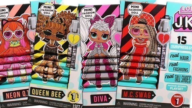 'LOL Surprise JK Fashion Doll Neon QT, Queen Bee, Diva and MC Swag Unboxing Toy Review'