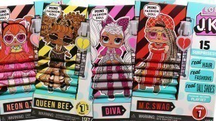 'LOL Surprise JK Fashion Doll Neon QT, Queen Bee, Diva and MC Swag Unboxing Toy Review'