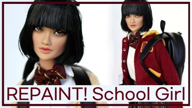 'Repaint tutorial! How to repaint ooak Fashion royalty school girl Doll DIY Barbie Poppy parker BJD'