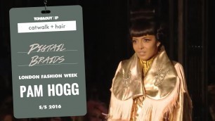 'Catwalk hair: pigtail braids at Pam Hogg for London Fashion Week SS16'