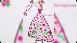 'WATERCOLOR FLORAL FASHION ILLUSTRATION By @thecrispycorset'